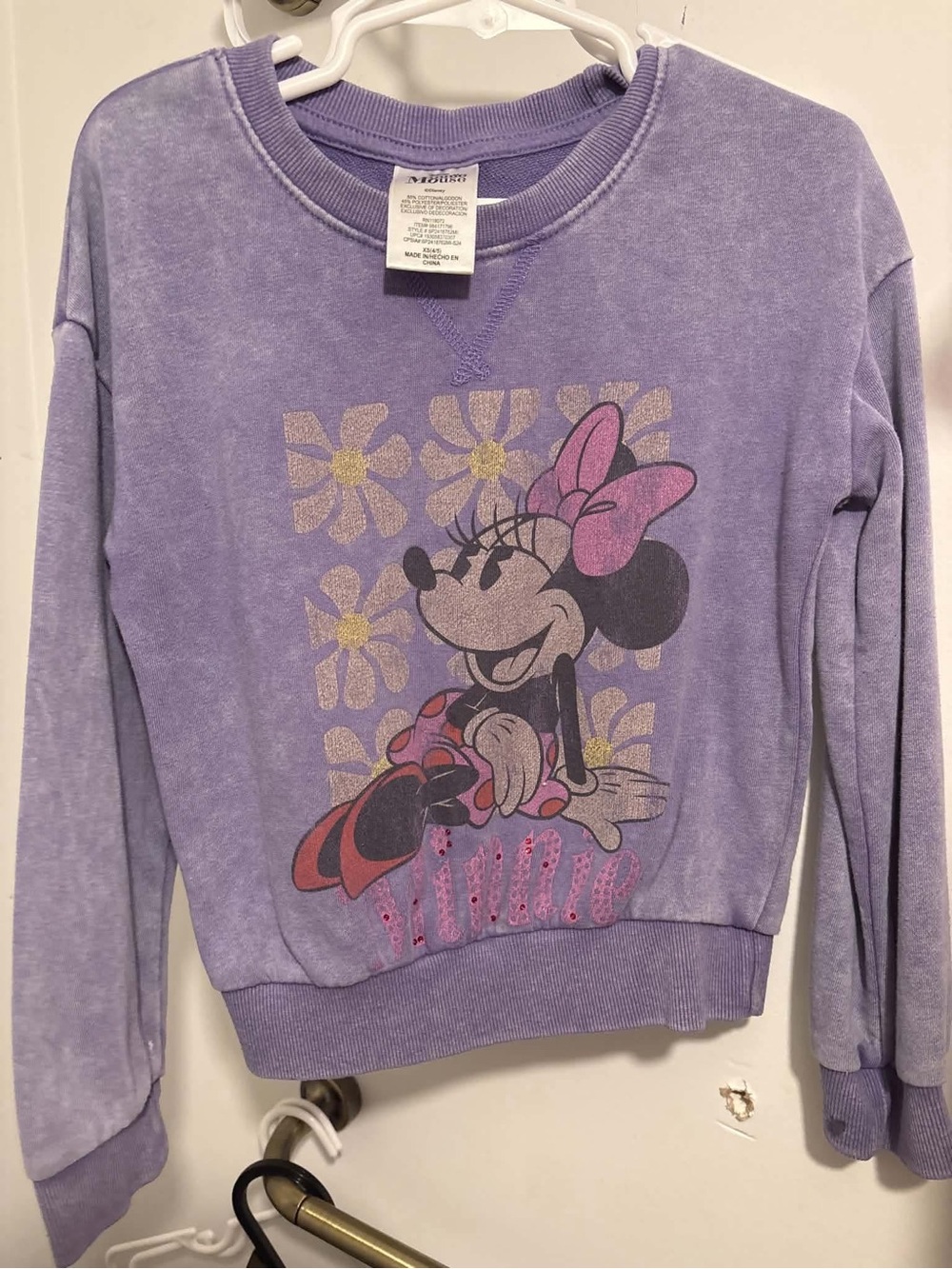 Disney Lavender Minnie Mouse Pullover Sweatshirt with Pink Accents